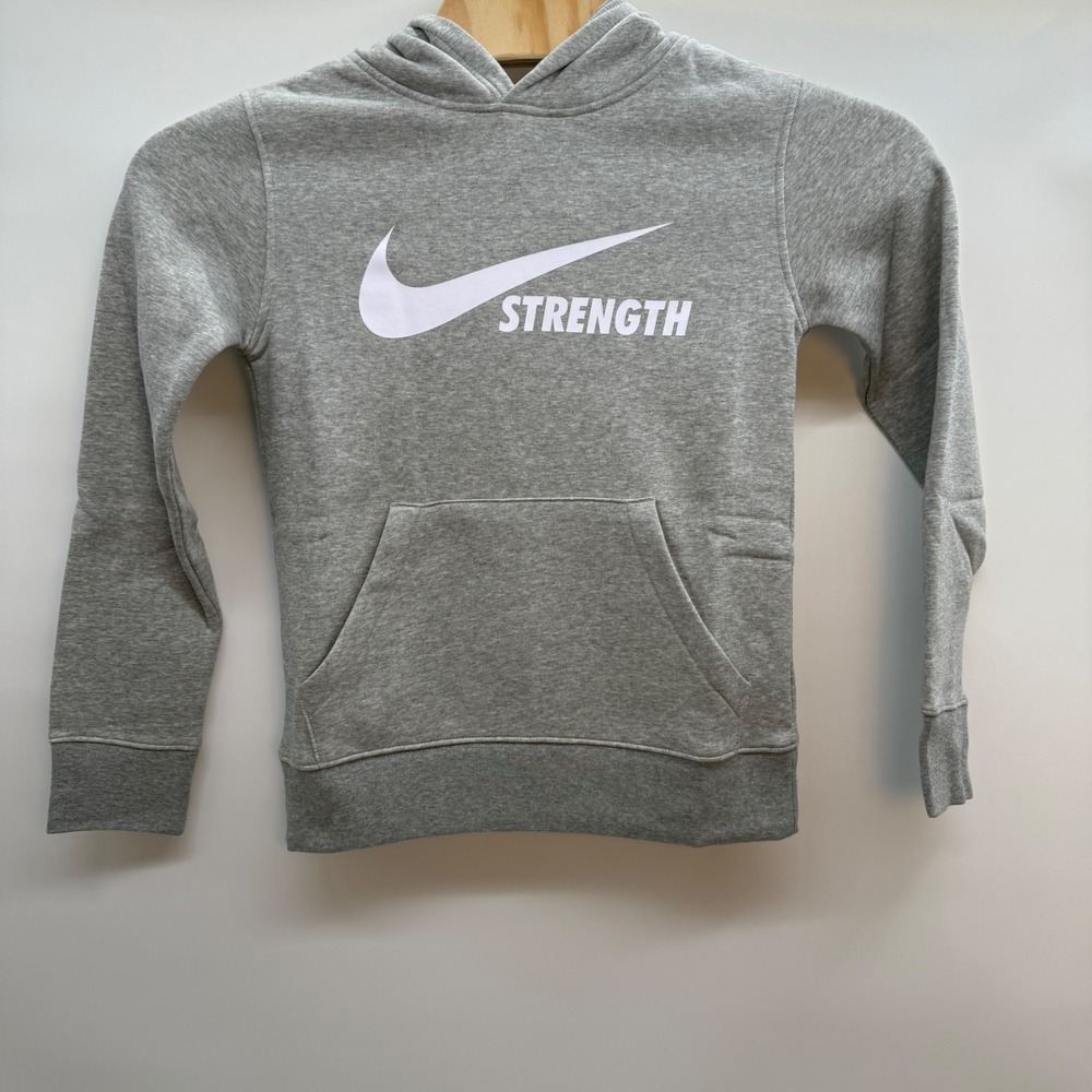 Nike Strength Hoodie Gray White Unisex XS Extra Small Pullover Sweatshirt